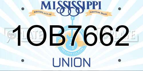 1OB7662 Mississippi License Plate