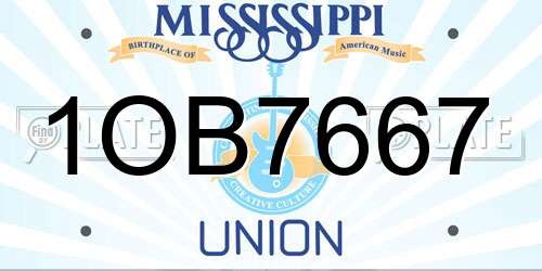 1OB7667 Mississippi License Plate