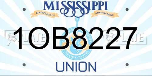 1OB8227 Mississippi License Plate