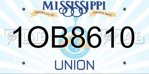 1OB8610 Mississippi License Plate