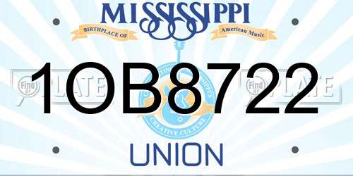 1OB8722 Mississippi License Plate