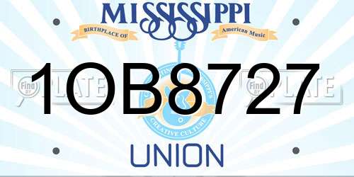 1OB8727 Mississippi License Plate