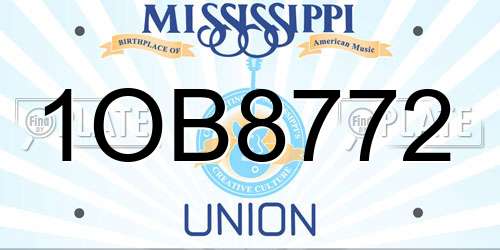 1OB8772 Mississippi License Plate