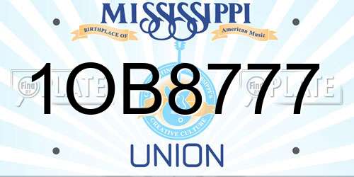 1OB8777 Mississippi License Plate