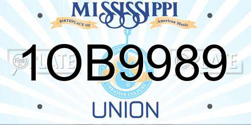 1OB9989 Mississippi License Plate