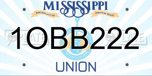 1OBB222 Mississippi License Plate