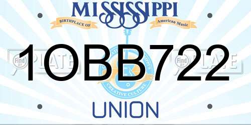 1OBB722 Mississippi License Plate