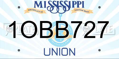 1OBB727 Mississippi License Plate