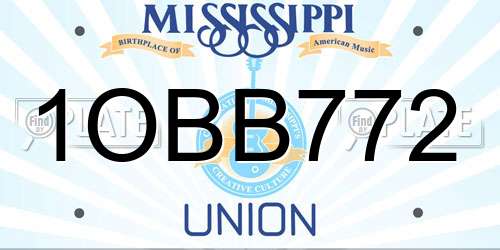 1OBB772 Mississippi License Plate