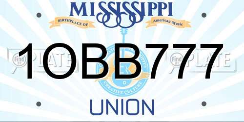 1OBB777 Mississippi License Plate