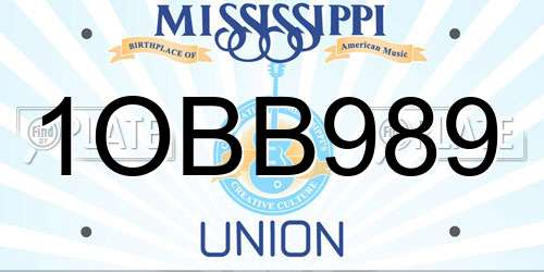 1OBB989 Mississippi License Plate