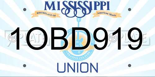 1OBD919 Mississippi License Plate