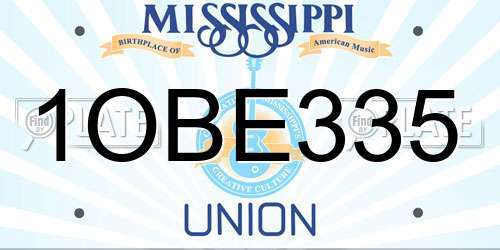 1OBE335 Mississippi License Plate
