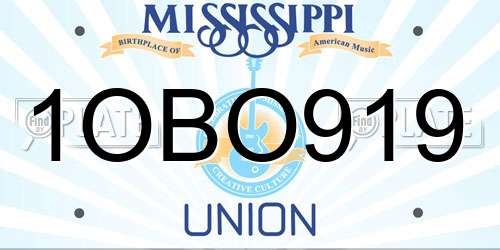 1OBO919 Mississippi License Plate