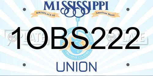 1OBS222 Mississippi License Plate