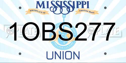 1OBS277 Mississippi License Plate