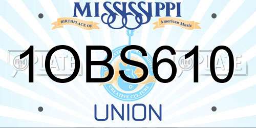 1OBS610 Mississippi License Plate