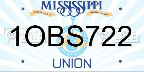 1OBS722 Mississippi License Plate