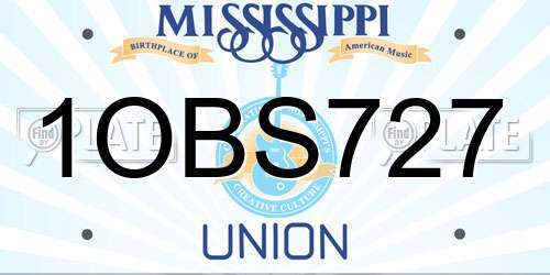 1OBS727 Mississippi License Plate