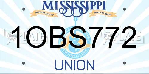 1OBS772 Mississippi License Plate