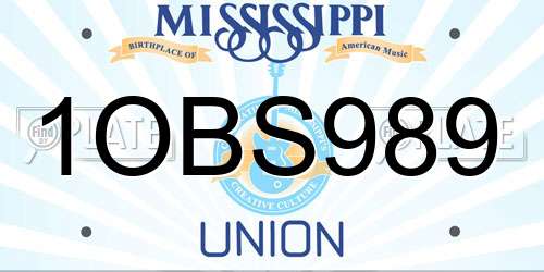 1OBS989 Mississippi License Plate