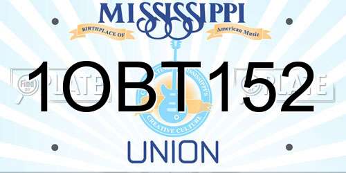 1OBT152 Mississippi License Plate