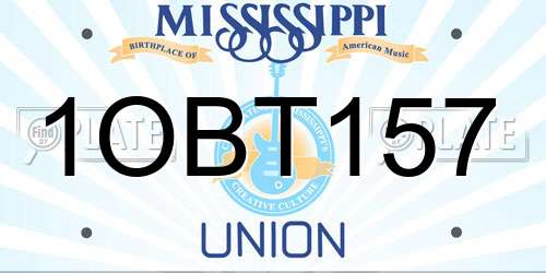 1OBT157 Mississippi License Plate