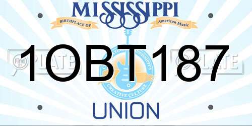 1OBT187 Mississippi License Plate