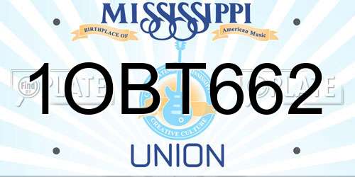 1OBT662 Mississippi License Plate