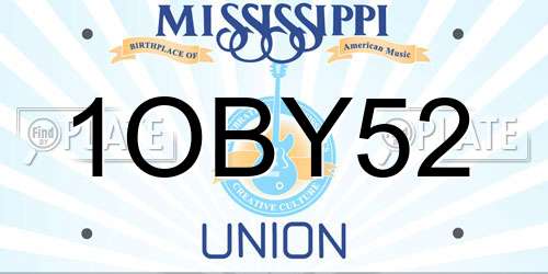 1OBY52 Mississippi License Plate