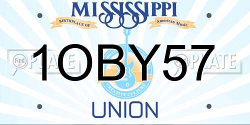 1OBY57 Mississippi License Plate