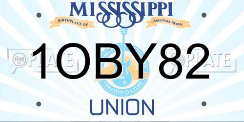 1OBY82 Mississippi License Plate