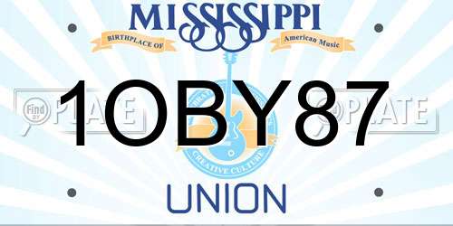 1OBY87 Mississippi License Plate
