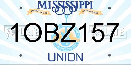 1OBZ157 Mississippi License Plate