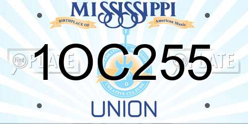 1OC255 Mississippi License Plate