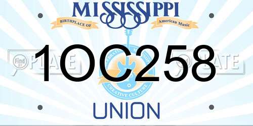 1OC258 Mississippi License Plate