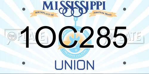 1OC285 Mississippi License Plate