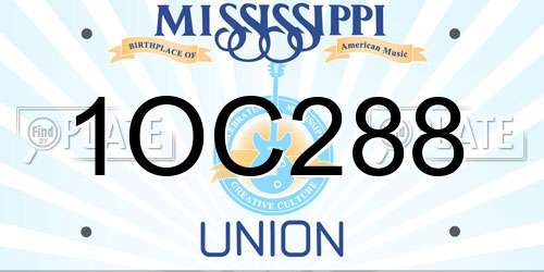1OC288 Mississippi License Plate