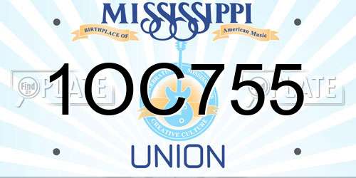 1OC755 Mississippi License Plate