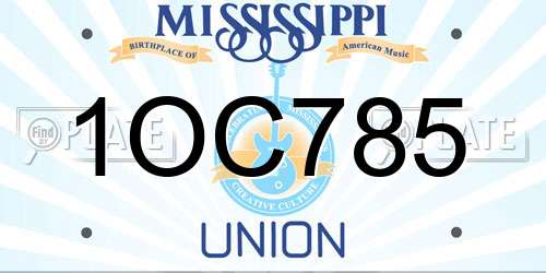 1OC785 Mississippi License Plate
