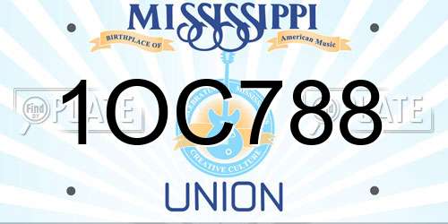 1OC788 Mississippi License Plate