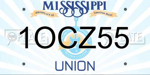 1OCZ55 Mississippi License Plate