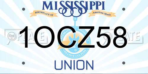 1OCZ58 Mississippi License Plate
