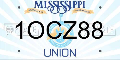 1OCZ88 Mississippi License Plate