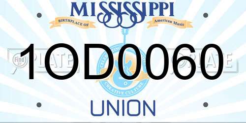 1OD0060 Mississippi License Plate