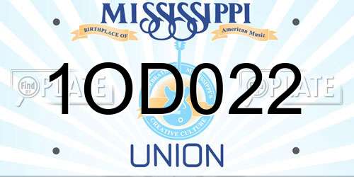 1OD022 Mississippi License Plate