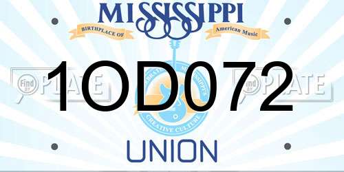 1OD072 Mississippi License Plate
