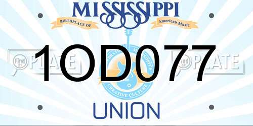 1OD077 Mississippi License Plate