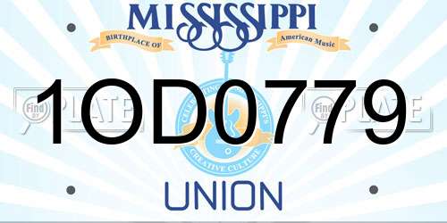 1OD0779 Mississippi License Plate