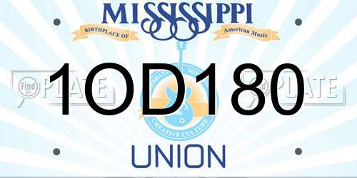 1OD180 Mississippi License Plate